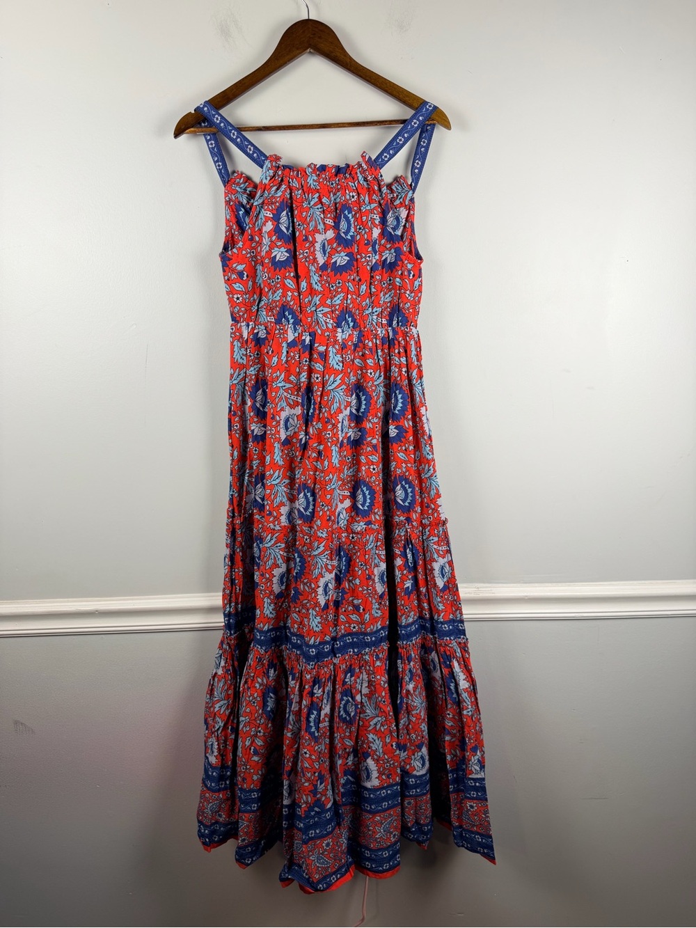 New natural life Isabella maxi red blue dress tiered size small - Picture 9 of 9